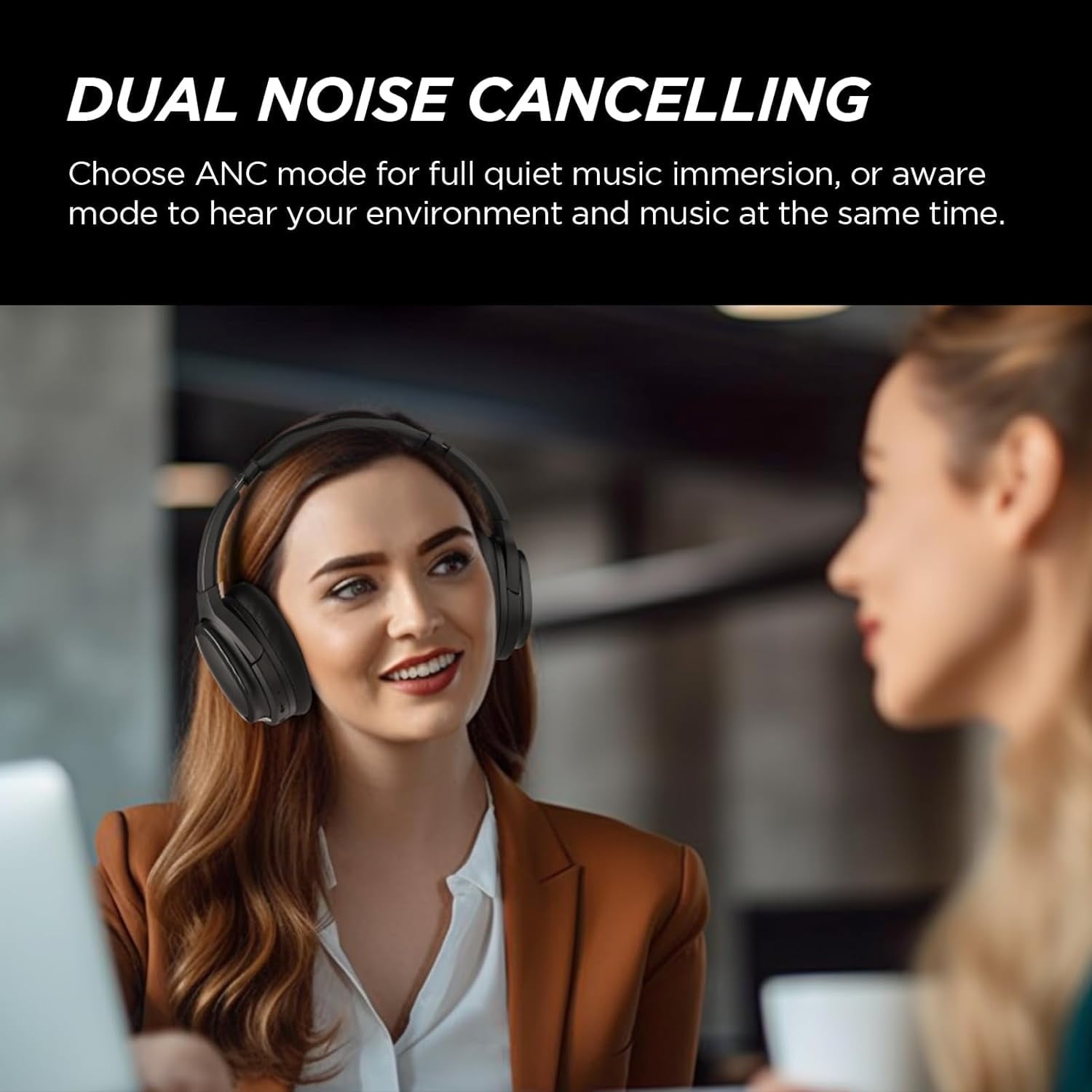 Cowin Hybrid Active Noise Cancelling Headphones Wireless Over Ear Bluetooth Headphones Wireless Headphones with Deep Bass, Clear Calls, Comfortable Fit, 30H, Bluetooth 5.2