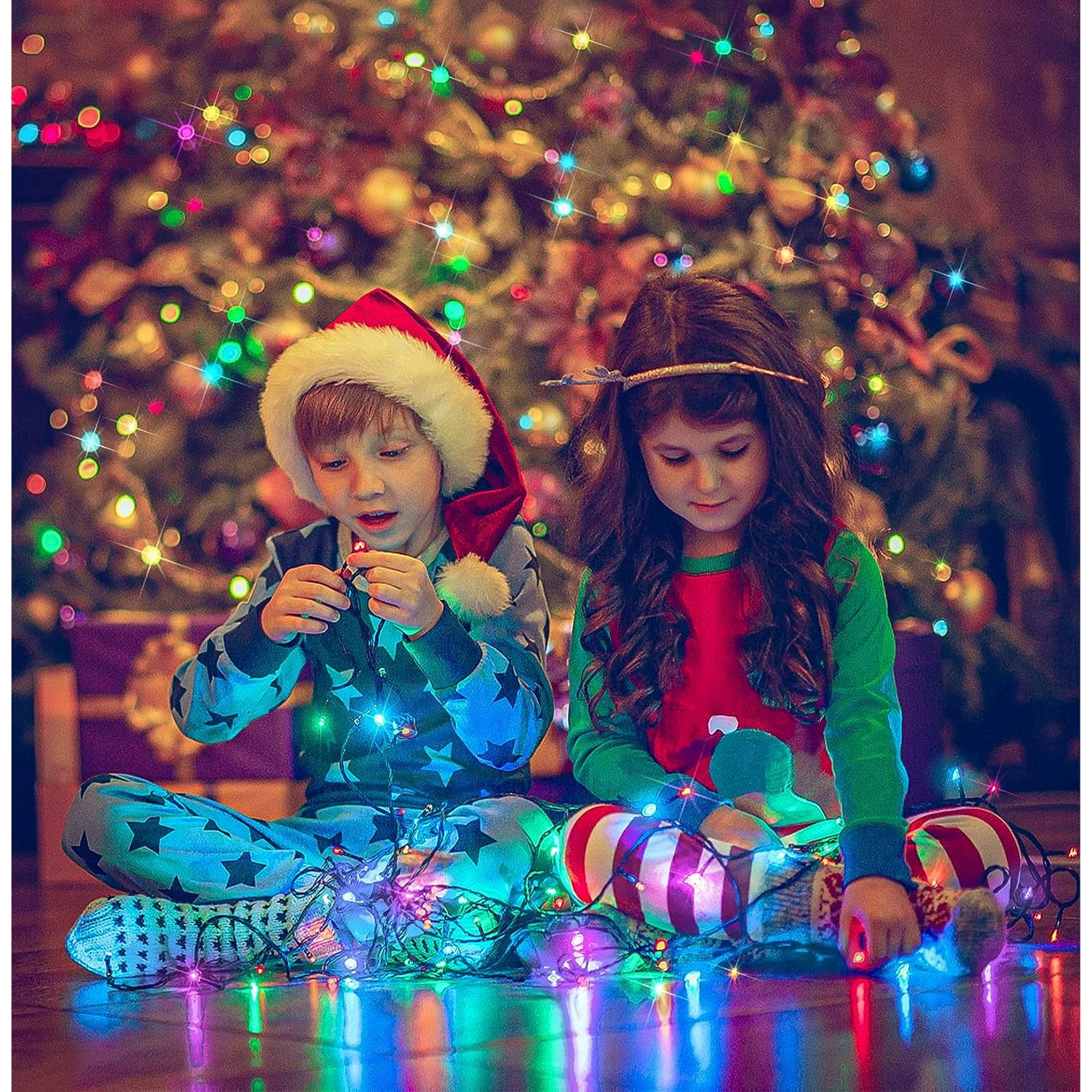 Silensys Christmas String Lights 66Ft 200LEDs Timer Chritsmas Tree Lights 8 Modes for Indoor Xmas Party Yard Garden Multi Colored